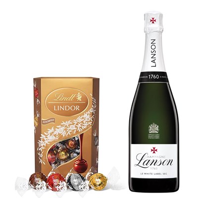Lanson Le White Label Sec Champagne 75cl With Lindt Lindor Assorted Truffles 200g